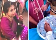 বৌভাতে নাতনিকে পাল্লায় তুলে সমান ওজনের কয়েন উপহার দিলেন নানা