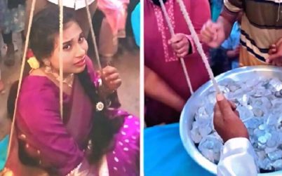 বৌভাতে নাতনিকে পাল্লায় তুলে সমান ওজনের কয়েন উপহার দিলেন নানা