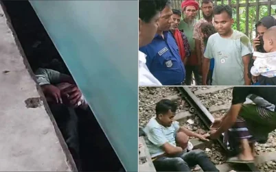 চলন্ত ট্রেন থেকে পড়ে গেলো শিশু, বাবাও দিলেন ঝাঁপ–উপর দিয়ে চলে গেল ৮ বগি