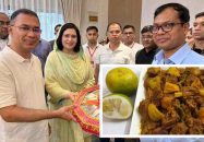 সিলেটে সাতকড়া দিয়ে গরুর মাংস খেলেন প্রধানমন্ত্রী